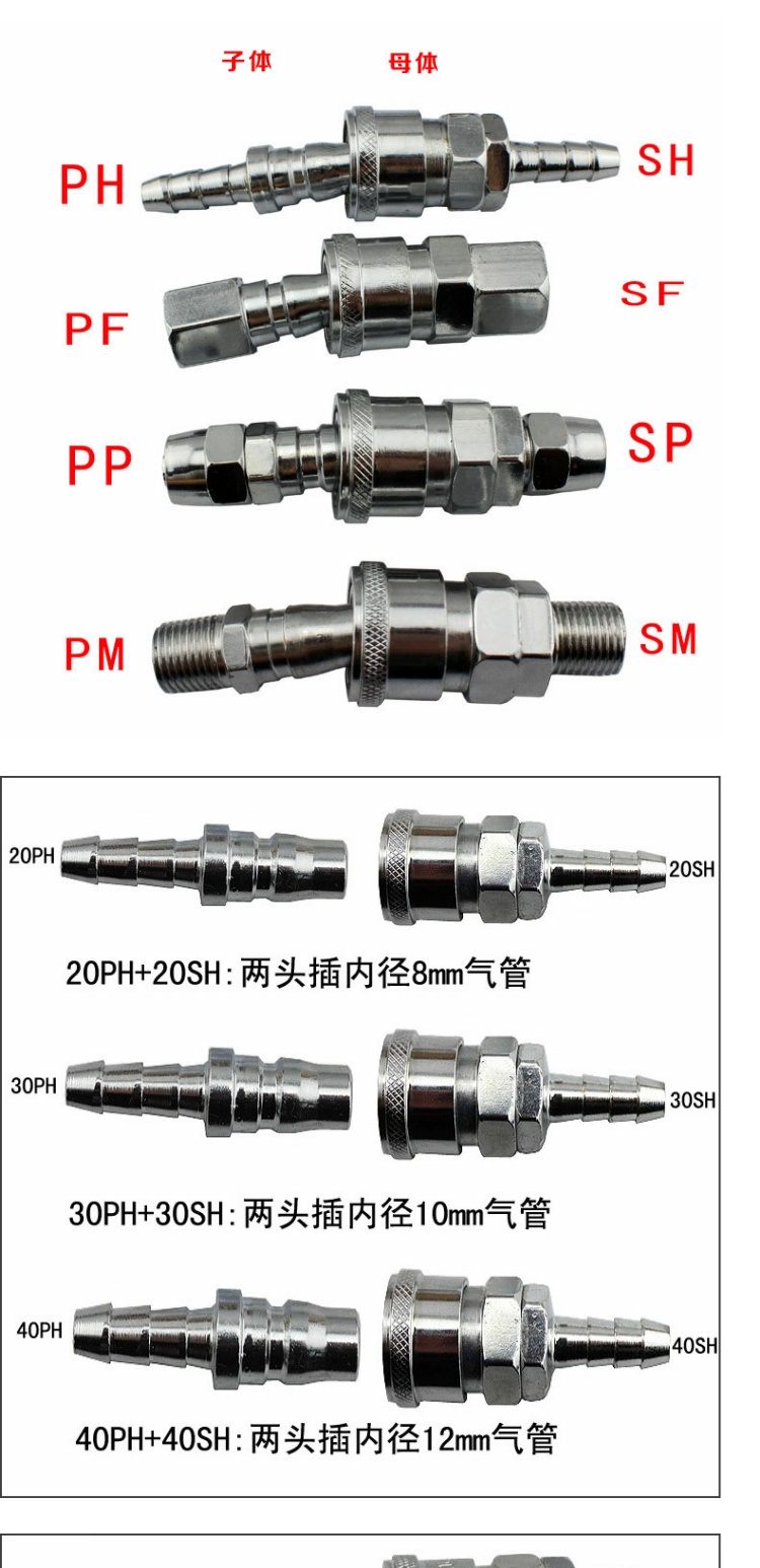 Khớp nối khí nén nhanh chóng giao diện ống khí PU khớp nối nhanh chóng chèn khí nén khớp nối khí nén thành phần kết nối nhanh máy nén khí gia đình	