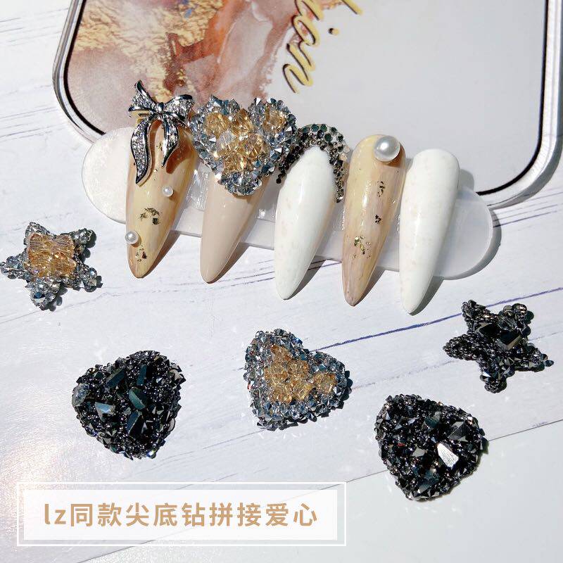Beauty Nail Drilling Net Red Blasting Money Crystal Pile Drilling Loving Stars Butterfly Knot Ornament Frosted Candy Drill Accessories Nail Decoration