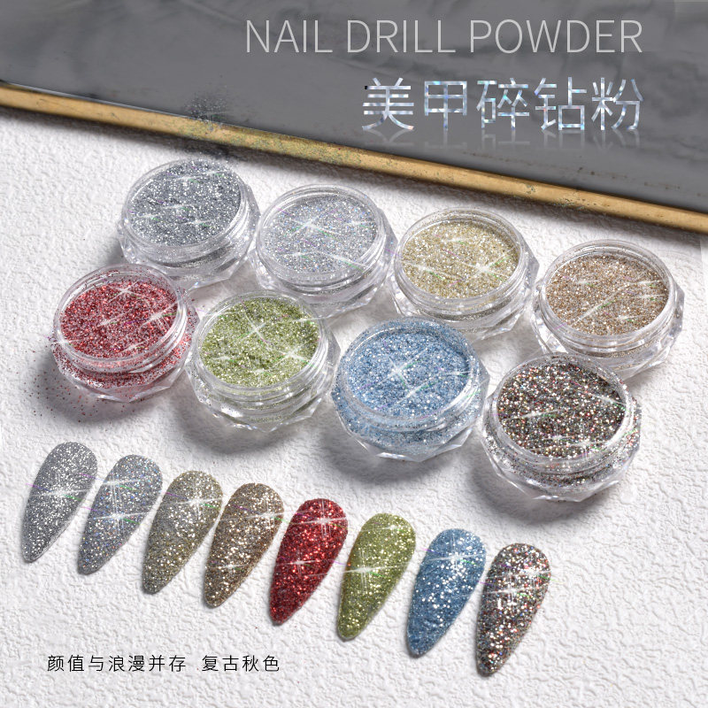 Nail Art Jewelry Net Red Explosive Crystal Broken Diamond Powder Woolen Loose Powder Super Shiny Crystal Nail Sequins Decoration Tool