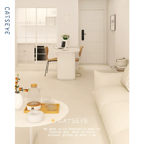 Крем для кошачьего крема из белой гостиной микроцементная плитка, сплошная, мягкая матовая матовая плитка на пол 750x1500