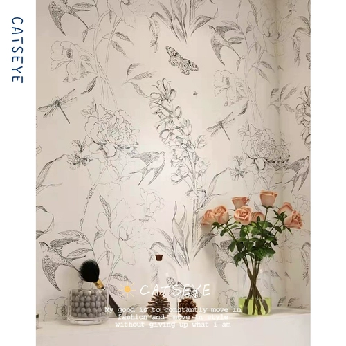 Кошачьи глаза французская черно -белая ласточка Тибетская плитка ретро -мягкая легкая плитка туалетная стена плитка плитка не стекло плитка пола на полу