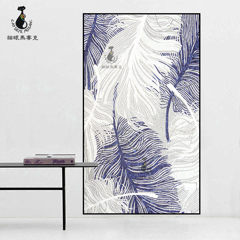 Cat's Eye Feather Ice Jade Porcelain Jade Mosaic Cut Painting Simple Entrance Puzzle Living Room Aisle Tile Background Wall