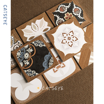 Maoyan French medieval style bathroom tiles retro caramel brown small tiles 300 balcony floor tiles kitchen wall tiles