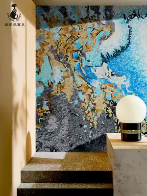 Cat's eye crystal glass mosaic cut painting TV background wall light luxury porch aisle art decorative painting tiles