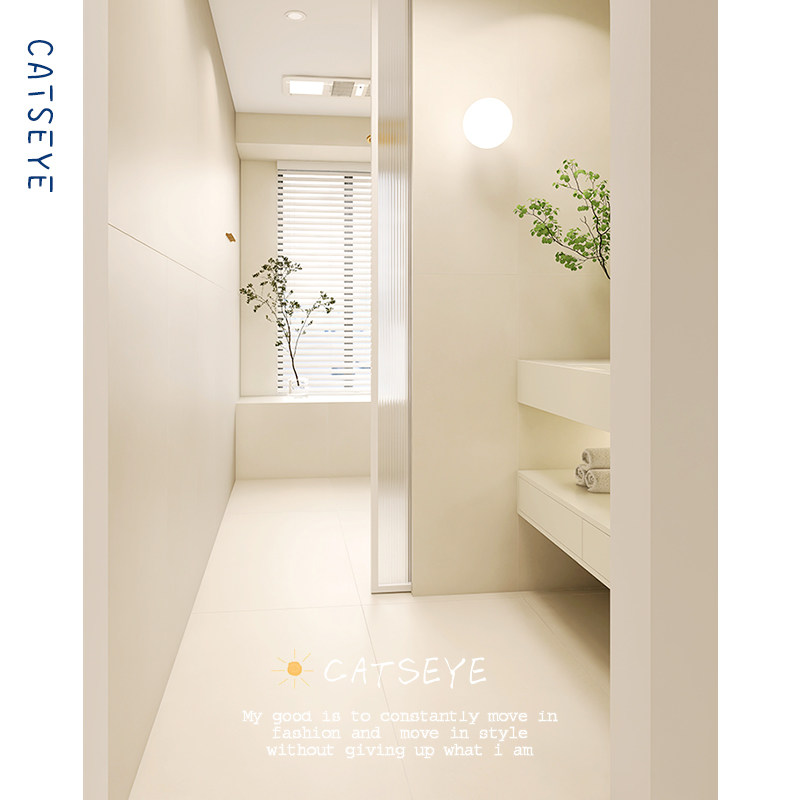 Cat's eye minimalist bathroom micro-cement tiles 600X1200 plain soft light bathroom wall tiles toilet floor tiles