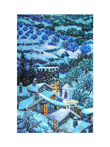 Кошачий глаз снежный домик мозаичная плитка фон стена простая современная головоломка