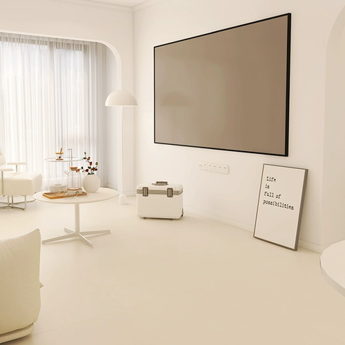 Крем для кошачьего крема из белой гостиной микроцементная плитка, сплошная, мягкая матовая матовая плитка на пол 750x1500