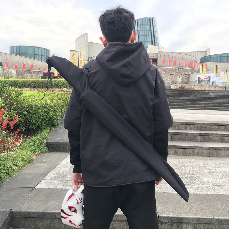 Knife bag bagging black bamboo knife set wood knife with sword sword way bamboo sword one meter adult children can back sword sets martial arts