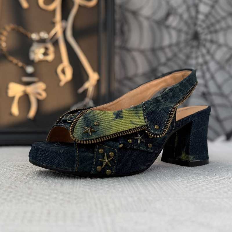 2025 New Designer Original/Comic Girl Punk Dreamcore Denim Wasteland Y2K Peep-Toe High-Heeled Women's Sandals 2025 New Designer Original/Comic Girl Punk Dreamcore Denim Wasteland Y2K Peep-Toe High-Heeled Women's Sandals