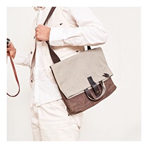 UNISOUL casual portable satchel bag new multi-function retro mens rucksack trend oblique mens bag