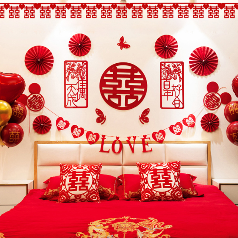 Size wedding supplies wedding room decoration headboard background wall pull flower creative new house layout festive flower living room