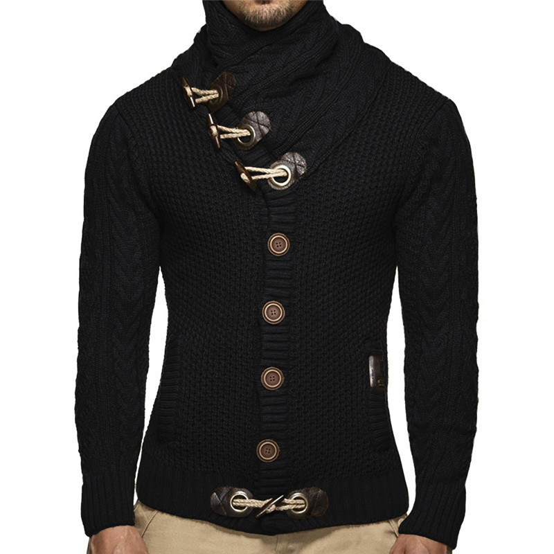 Autumn and Winter Fashion Cardigan Half-Turtleneck Knitwear for Men, Hairstylist Personalized Sweater Jacket, Casual Inner Wear, Hip-Hop Stacked Collar