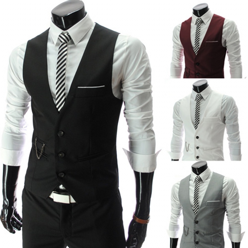 Handsome vest trendy gray suit vest men's casual pony clip black and white hair stylist vest all-match