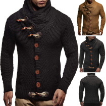 Autumn Winter Personality Trends Inner hitch Knitted Sweatshirt High Collar Jersey Pile Collar Sweater Mens Thick Line Jacket 100 lap