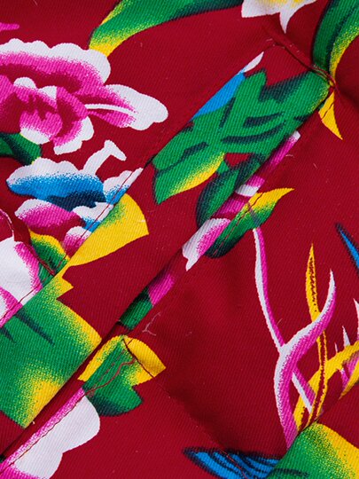 Northeast large flower print thickened down jacket winter warm jacket men's youth classic pattern hooded cold jacket