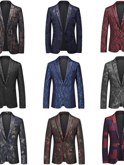 Men's casual fashion British suit jacket single suit for middle-aged and young people business casual suit collar jacquard large size suit