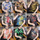 Thin, cool and breathable round neck short-sleeved T-shirt for men, Chinese style flower and bird print, social boy, half-sleeved casual wear, trendy