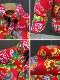 Red white duck down jacket Northeast large flower down jacket men's retro personalized pattern print warm colorful coat trendy