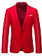 Pure Red Zodiac Year Men's Business Suit for Work, Slim Fit, Notch Lapel, Single-Breasted, Suitable for Hosting and Performances