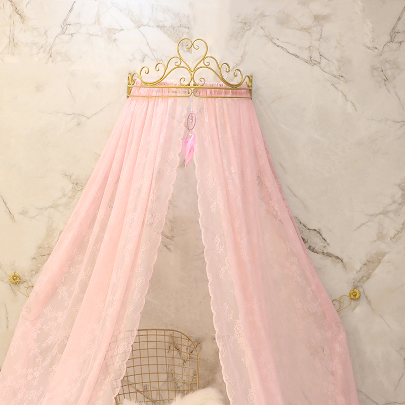 ins bed curtain Nordic simple Princess style bed head 1 5m bed curtain crown frame Children's round bed 1 8m bed decoration