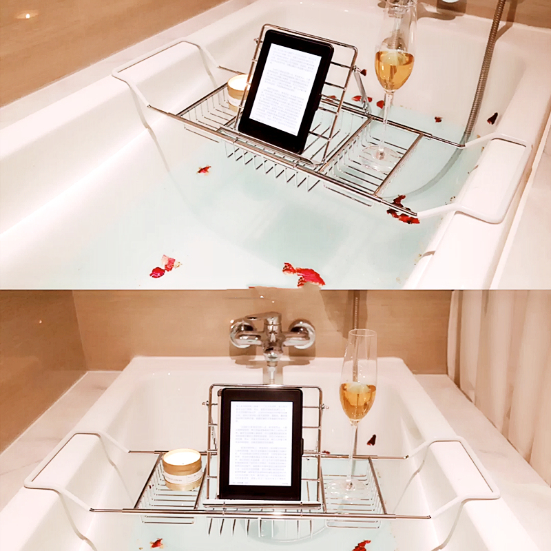 Bathtub Rack Stainless Steel 304 Light Luxury Retractable ins Bath Rack Hotel Bathtub Decoration Bathtub Storage Rack Non-Slip Bathtub Rack Stainless Steel 304 Light Luxury Retractable ins Bath Rack Hotel Bathtub Decoration Bathtub Storage Rack Non-Slip