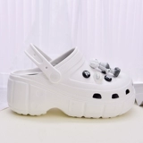 Нескользящие тапочки в стиле Crocs на платформе, модные мюли, женский стиль, закрытый носок, в корейском стиле, популярно в интернете, подходят для носки на улице