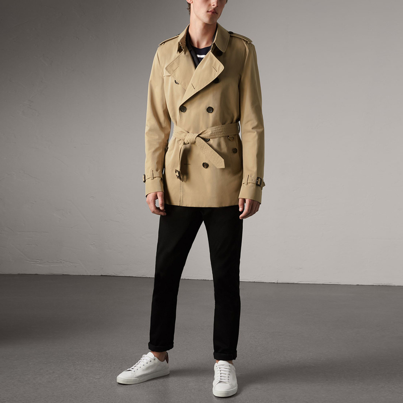 Classic High-End Pure Cotton Waterproof Old Money Style Trench Coat Men's Short British Style Double-Breasted Jacket