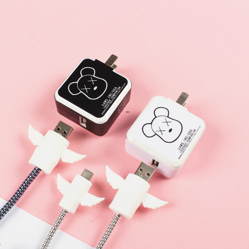 VIVO z5 x27 x27 s5 s5 nexsa mobile phone charger sticker headphone data wire winding line accommodating rope protection wire protector Cartoon Angel protective sheath coil decorative film outside