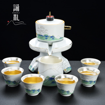 Chanting ceremony High-end gilt silver automatic tea set set household simple graphite lazy tea artifact creative Kung Fu tea