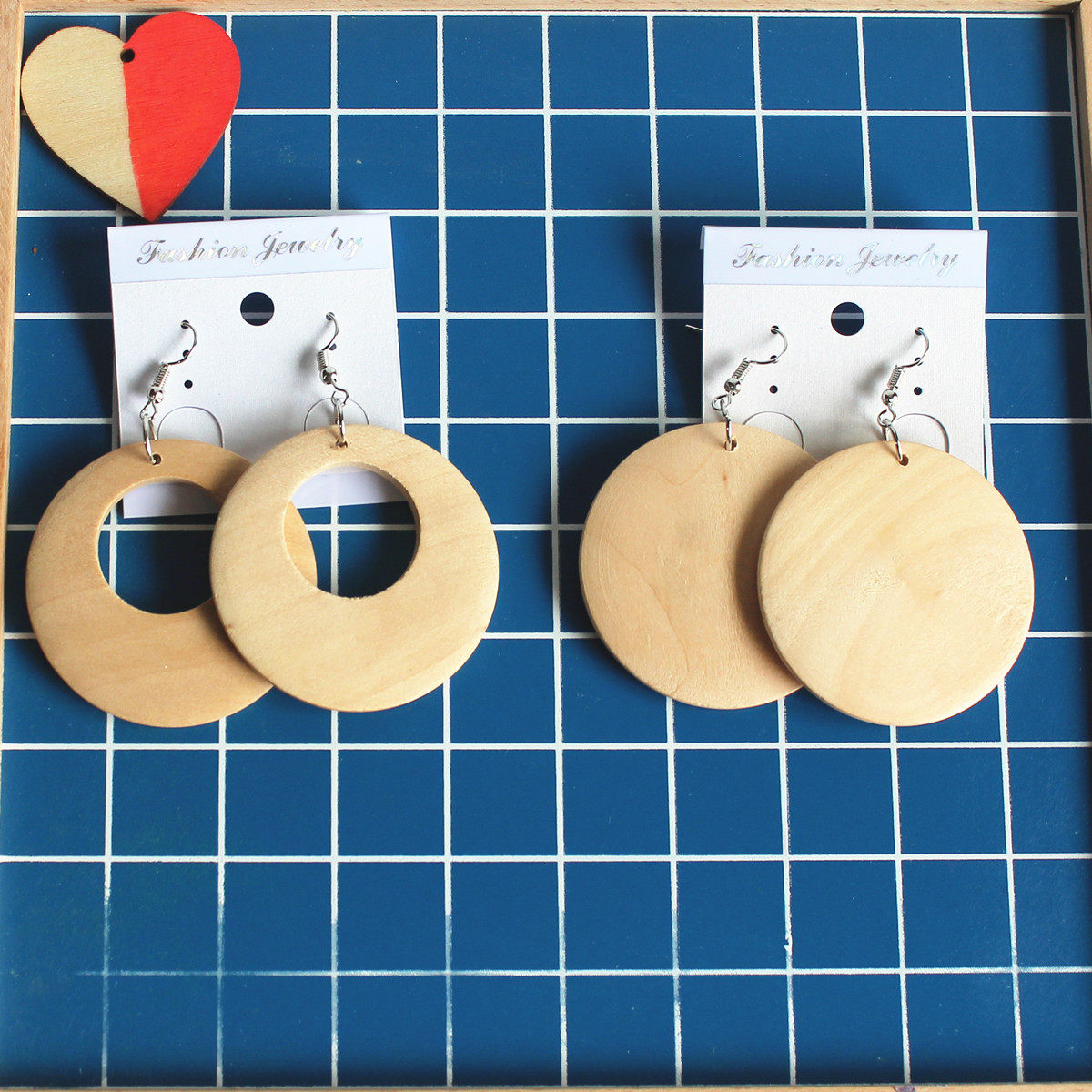 DIY Ornament Accessories Lacquer Art Color Painted Log Earrings Wood Tire Round Earrings Earrings 50mm