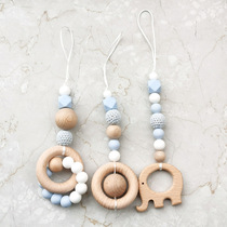 Silicone wood yarn ball Pram toy stroller teether toy rope pacifier lanyard