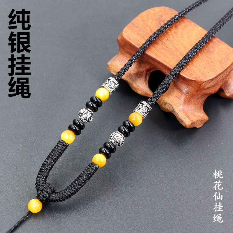 3mm 3mm upscale 925 pure silver Six words true to this life Buddha hanging pendant with all kinds of antique text playing with matching rope