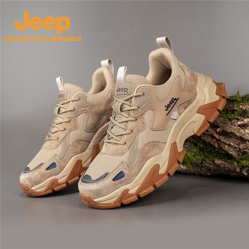 Jeep Men's Shoes Fashionable Versatile Casual Shoes 2026 New Outdoor Men's Sports Shoes Non-Slip Thick-Soled Hiking Shoes for Men