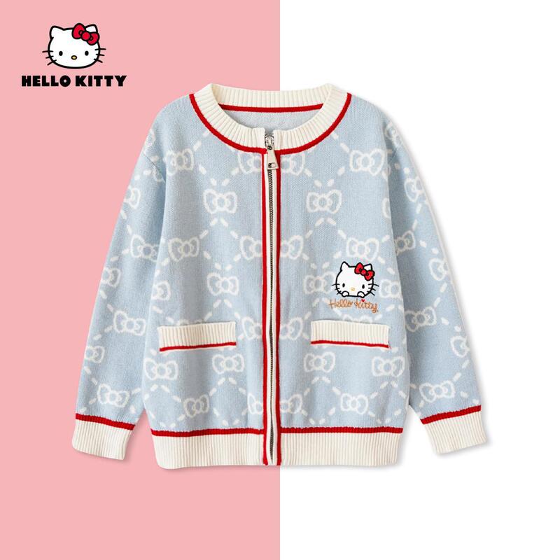 Hello Kitty Girls' New Autumn and Winter Casual Cardigan Sweater for Older Children with Embroidery and Long Sleeves Ac6127Py699 Hello Kitty Girls' New Autumn and Winter Casual Cardigan Sweater for Older Children with Embroidery and Long Sleeves Ac6127Py699