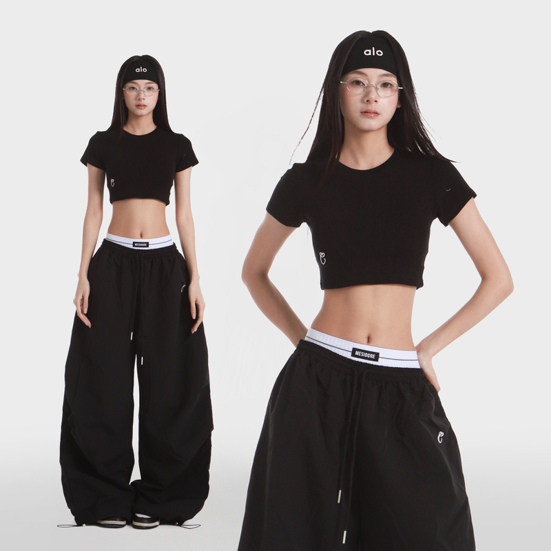 Lin Xiaohua Basic Black Short-Sleeve T-Shirt for Women, Cropped, Tight-Fitting, Versatile, Waist-Revealing Jazz Dance Top Lin Xiaohua Basic Black Short-Sleeve T-Shirt for Women, Cropped, Tight-Fitting, Versatile, Waist-Revealing Jazz Dance Top