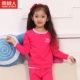Đồ lót trẻ em ở Nam Cực cộng với bộ đồ nhung dày nam và nữ đồ lót mùa thu và mùa đông Đồ lót cổ tròn quần dài mùa thu quần dài đồ ngủ đáng yêu cho bé