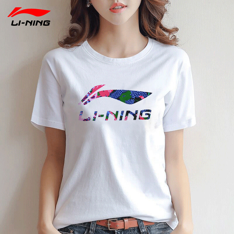 Li Ning short-sleeved T-shirt women's 2022 summer cotton breathable loose thin white sports round neck half-sleeve top women