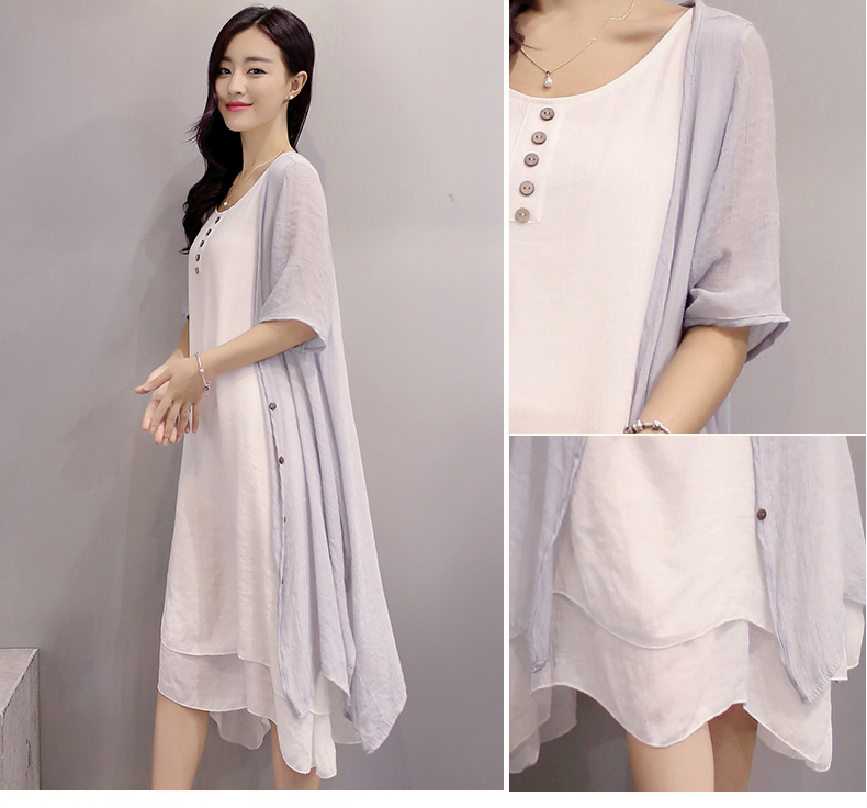 Mùa hè thai sản dress dress 2018 new loose kích thước lớn mang thai váy dài mùa hè ăn mặc phụ nữ mang thai hai mảnh váy