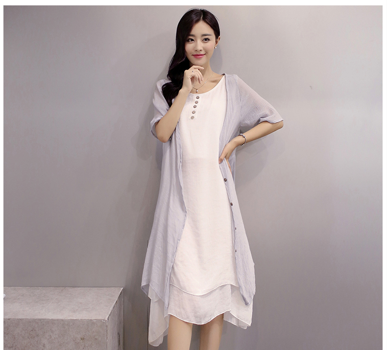 Mùa hè thai sản dress dress 2018 new loose kích thước lớn mang thai váy dài mùa hè ăn mặc phụ nữ mang thai hai mảnh váy