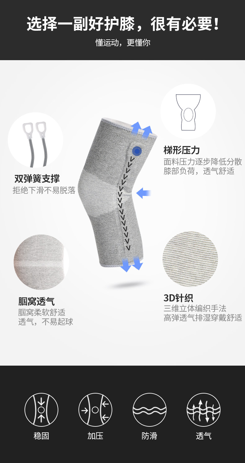 Meniscus chấn thương thể thao miếng đệm đầu gối nam giới và phụ nữ miếng đệm đầu gối thể thao chạy đầu gối ủ chân mùa hè phần mỏng đồ bảo hộ gang tay chong nang