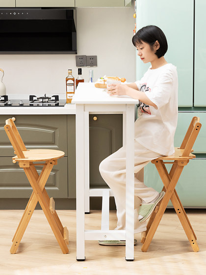 可折叠吧台椅高脚凳家用收银台酒吧餐厅椅子客厅靠背实木现代简约