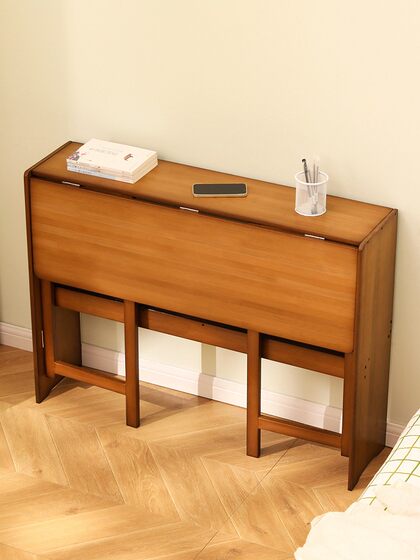 折叠书桌电脑桌子办公桌学生家用小型台式实木卧室工作台床边写字