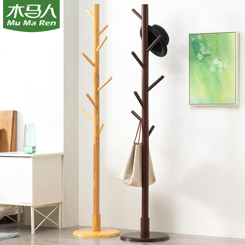 Trojan horse hanging clothes hanger floor bedroom clothes hat rack son clothes easy solid wood home web Hongxuan Guan Guan Bag Cabinet