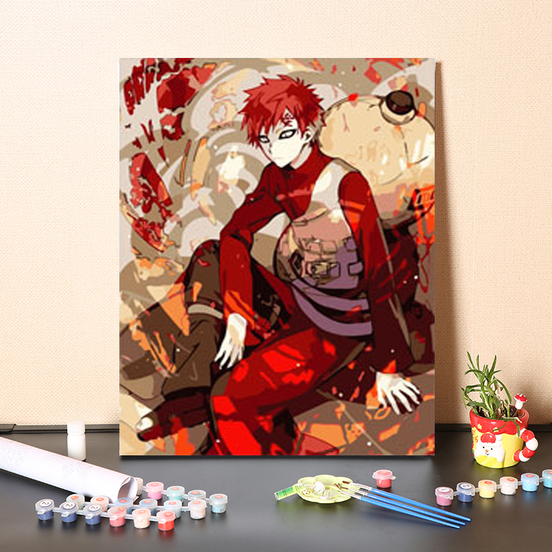 diy digital oil painting cartoon Cartoon Handfill with upper color hand painted color Oil color decoration painting Fire and I Love Ro