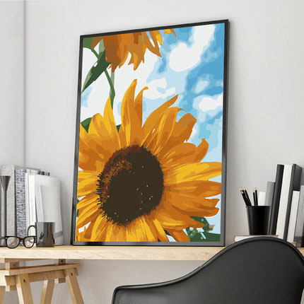 diy digital oil painting large floral fill decompression hand-filled living room bedroom hanging painting sunflower