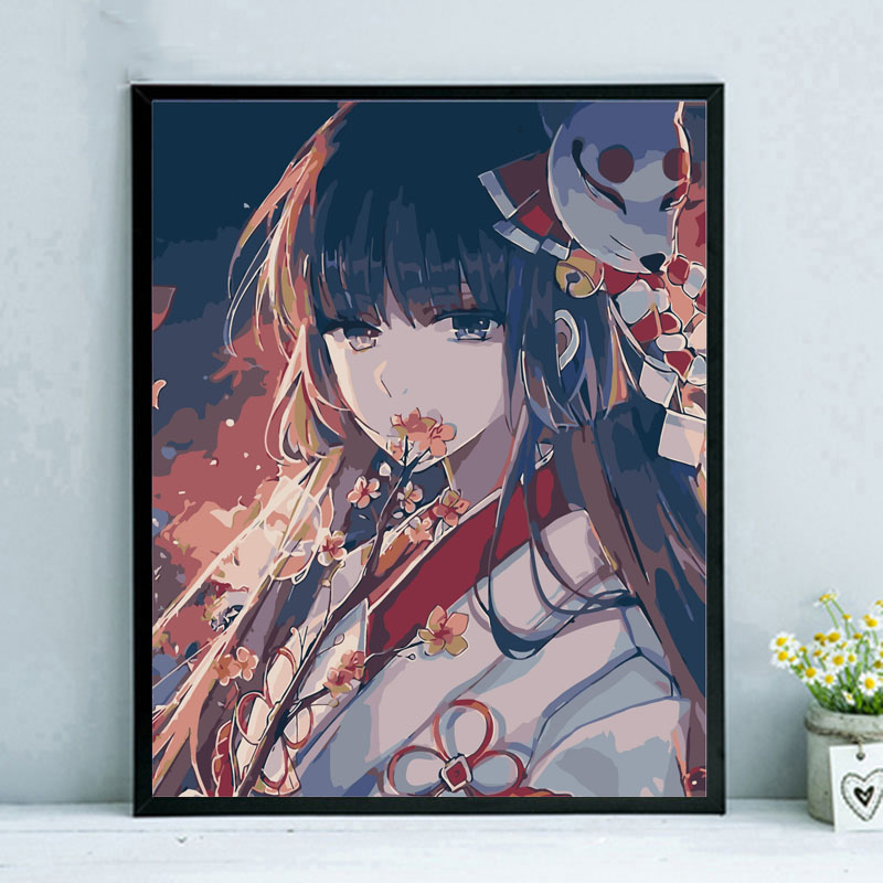 Digital oil painting diy cartoon cartoon Cartoon Comic Yin and Yang Division Manual Filling Hand-painted color Reduced Pressure Oil Color Decoration Painting Divine Music
