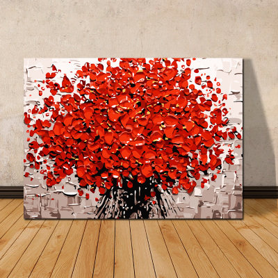 diy digital oil painting living room scenery flowers with large hand painted decoration painting red and red fire
