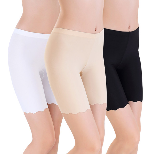 Safety pants for women, anti-exposure, non-curling, summer ice silk, traceless, large size, five-point pants, women's leggings, insurance shorts