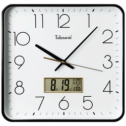 Telesonic/Uranus Silent Living Room Wall Clock Square Home Calendar Clock Simple Bedroom Wall Clock