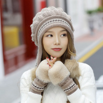 Wool hat womens winter Korean version wild sweet cute ear cap Knitted fashion thickened needle warm imitation rabbit hair cap